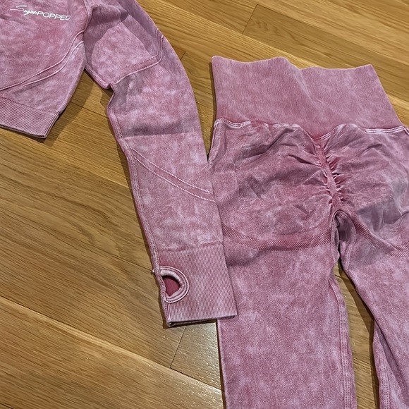 Sugar Popped Women's Sz S Berry Pink Cropped Top & Legging Extreme Lift Set - Picture 12 of 16